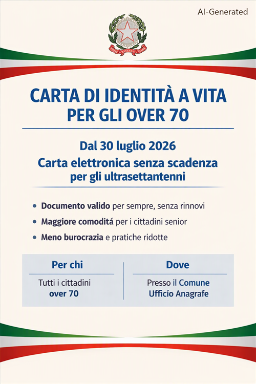 Carta d’Identità Elettronica (CIE) illimitata per gli ultra settantenni
