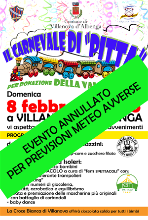 Il Carnevale di "Pitta" per donazione Della Valle Domenico - 
EVENTO ANNULLATO PER PREVISIONI  METEO AVVERSE